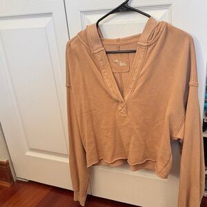 Aerie Casual Tan Hoodie crop Top